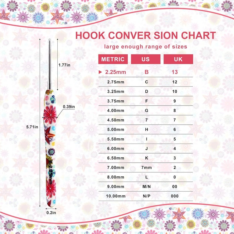 LOOEN 2.25mm Crochet Hook, Ergonomic Handle for Arthritic Hands, Soft Rubber Grip Extra Long Knitting Needles for Beginners and Knitting Crocheting Yarn (2.25mm) - Image 2